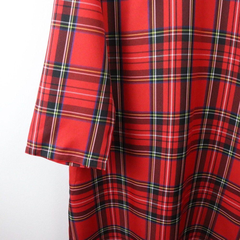 NWT Tuckernuck Daphne Dress Large Royal Stewart Tartan Plaid Ruffle Neck Tie - Picture 6 of 11